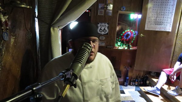 Christo at the mic in the vocal booth